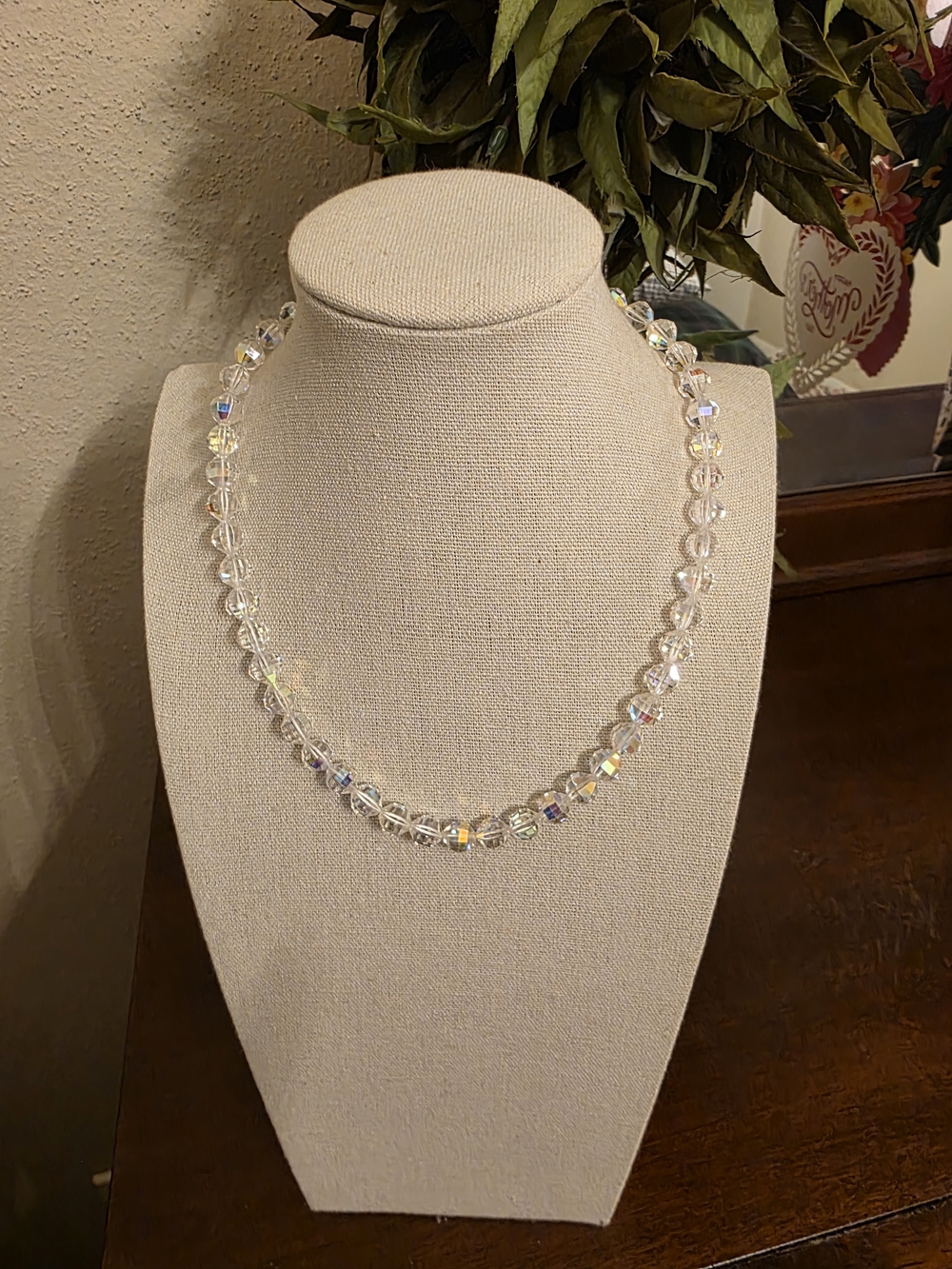 Crystal Aurora Borealis Bead Necklace - Clear
